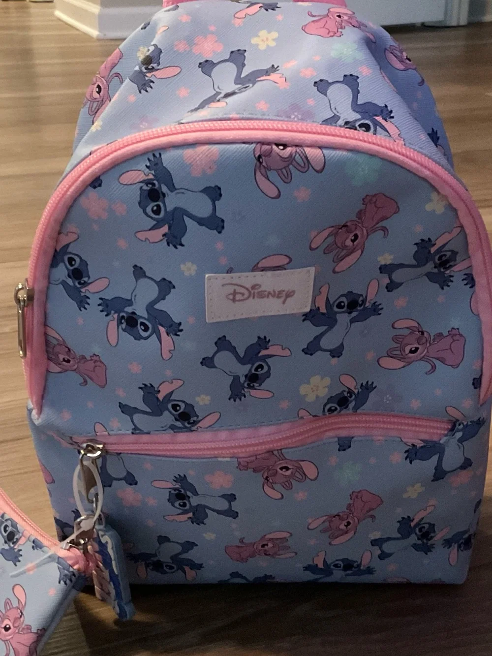 NWT Disney |  Light Blue & Pink Stitch Pattern Kids Backpack